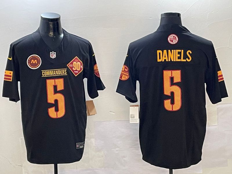 Men Washington Commanders #5 Daniels Black Thanksgiving three generations 2024 Nike Limited NFL Jersey style 2->washington commanders->NFL Jersey